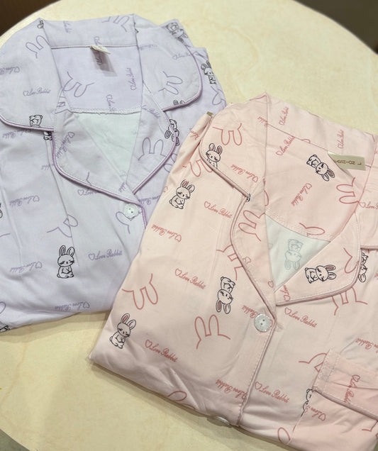 Cute bunny print 2 piece night suit