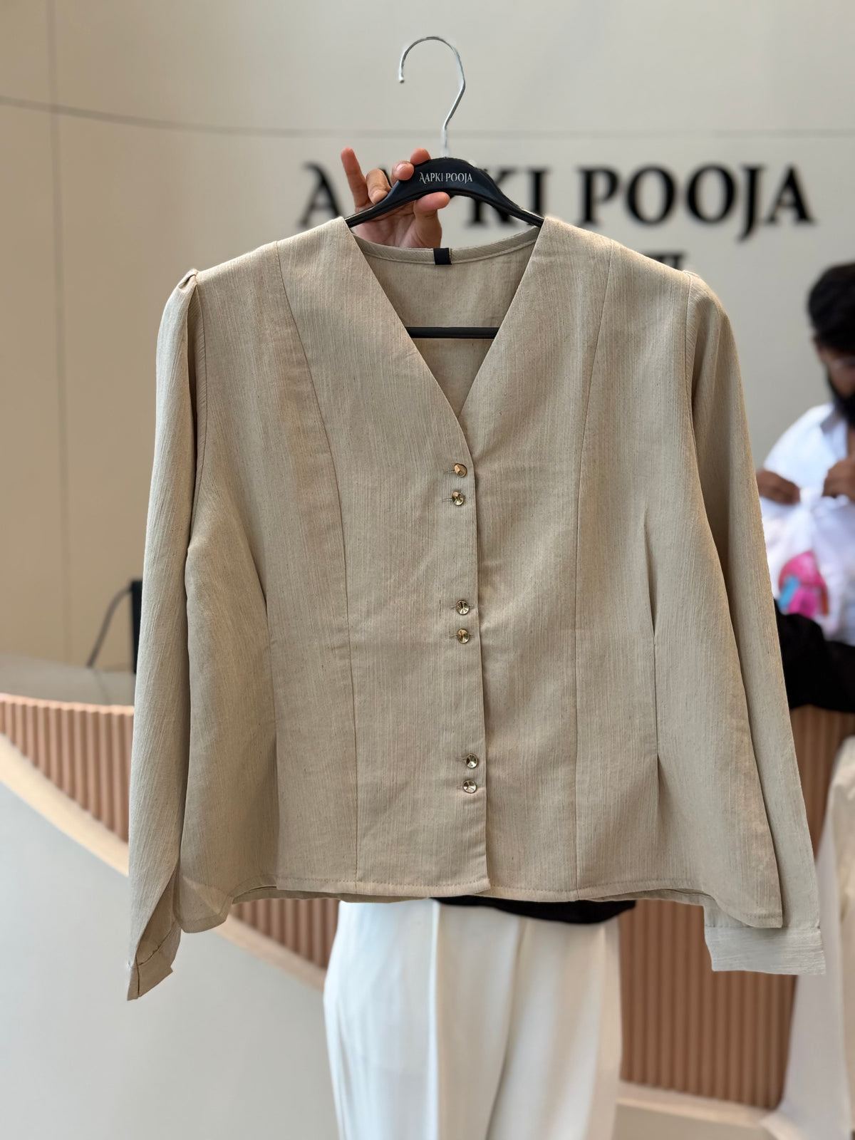 Button-Front Panel Pattern Top