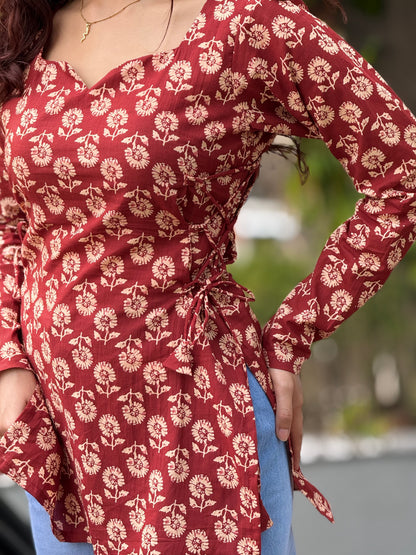 Short side knot kurti