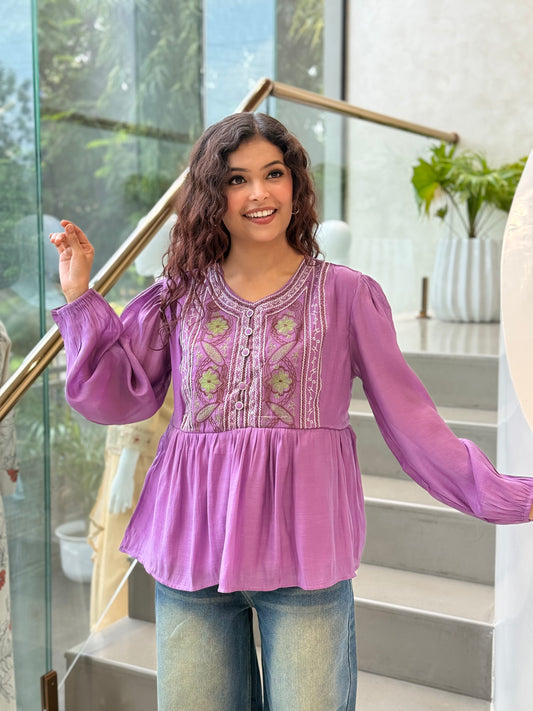 Beautiful Embroidered Top full sleeves