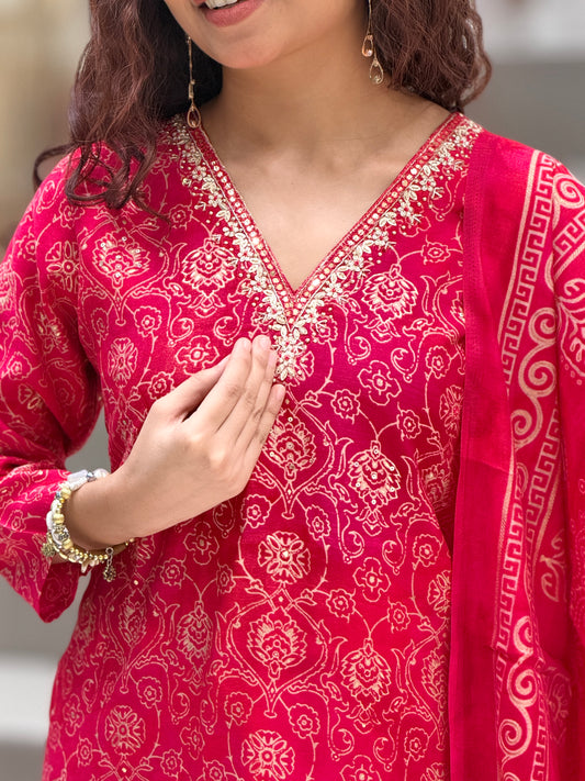 Printed Suit Set with Dupatta