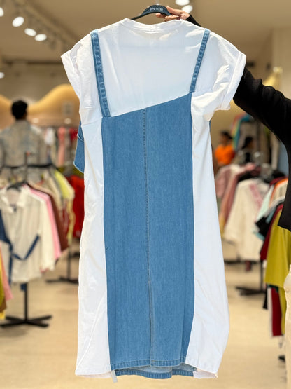 denim one piece inbuilt dungree dress