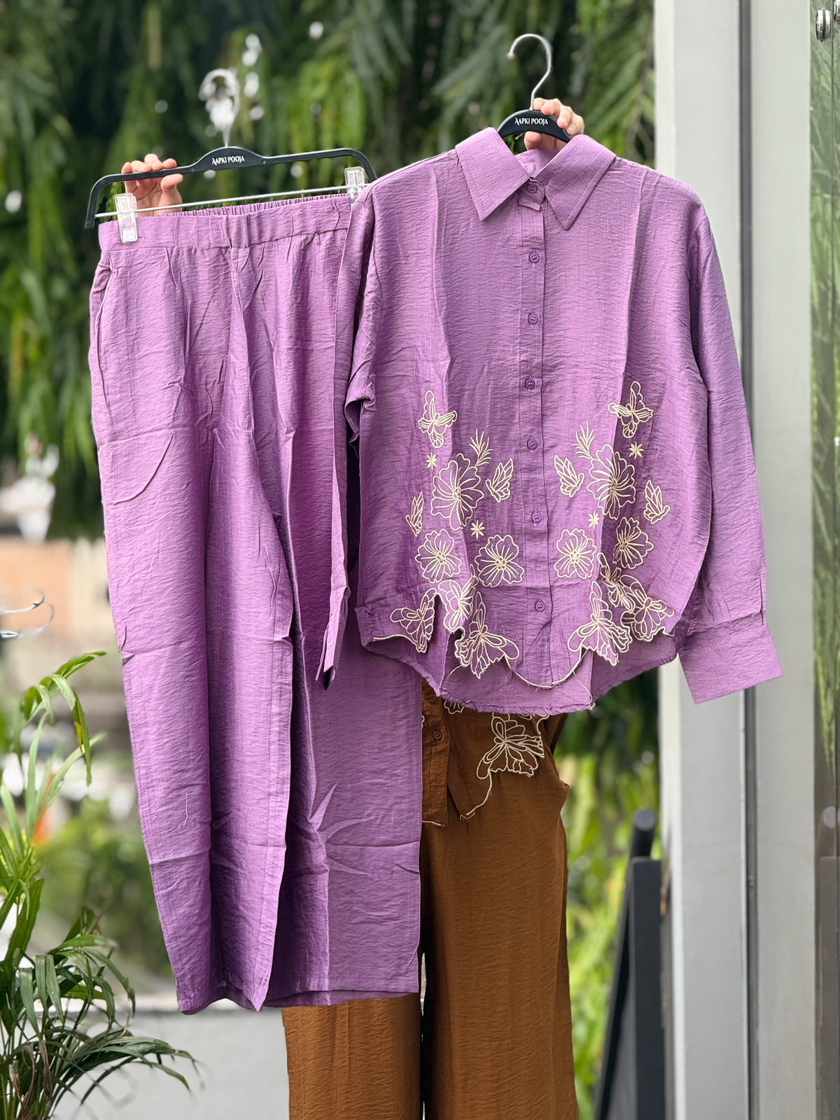 Embroidered shirt pant co-ord set