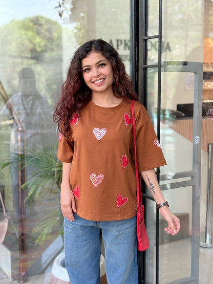 Sparkly Sequin Heart Casual Tee