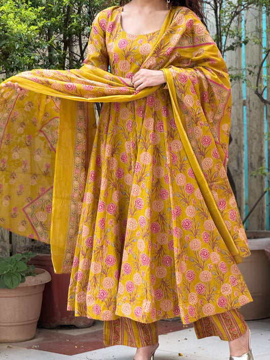 Anarkali pure cotton ghers suits set