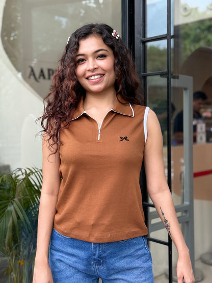 Everyday stretchable body fit bow detail Top