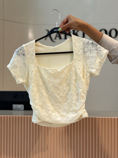 Crop Top square neck  stretchable ￼￼