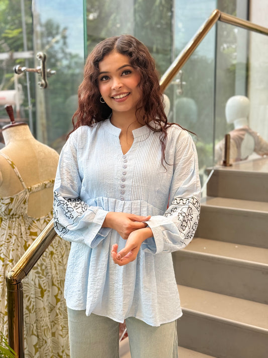 Kurti peplum Top Embroidered