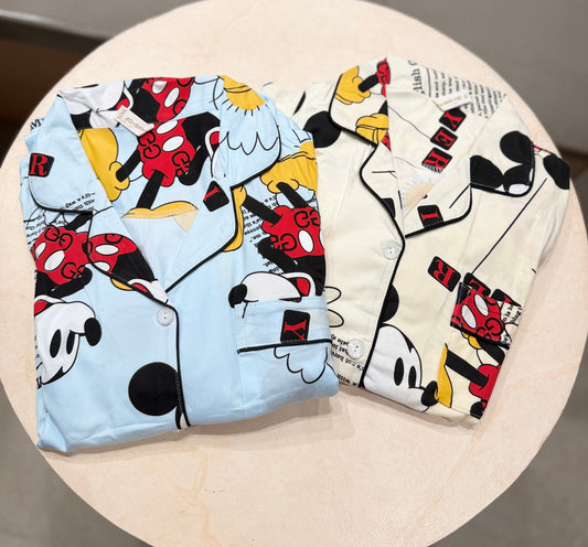 Mickey mouse print 2 piece night suit set