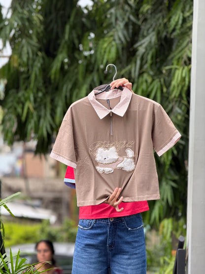 Patch polo tee.