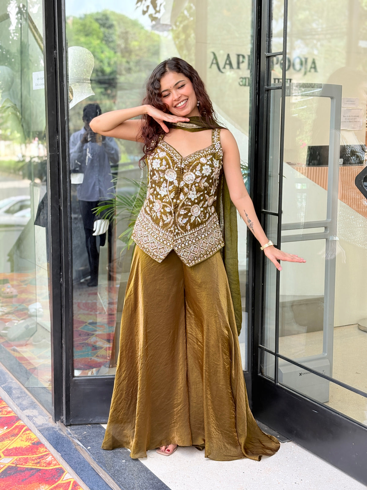 Festive Palazzo Set with velvet crop top