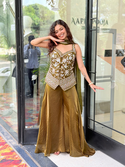 Festive Palazzo Set with velvet crop top