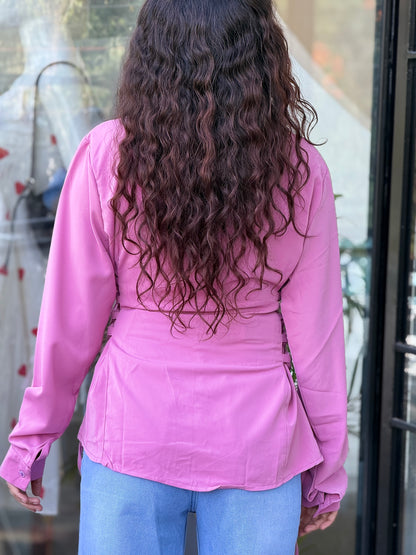 Pink Corset Style Shirt Top