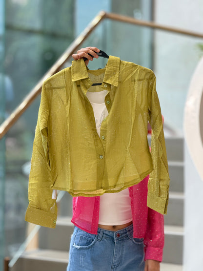 Sparkle partywear shirt with inner