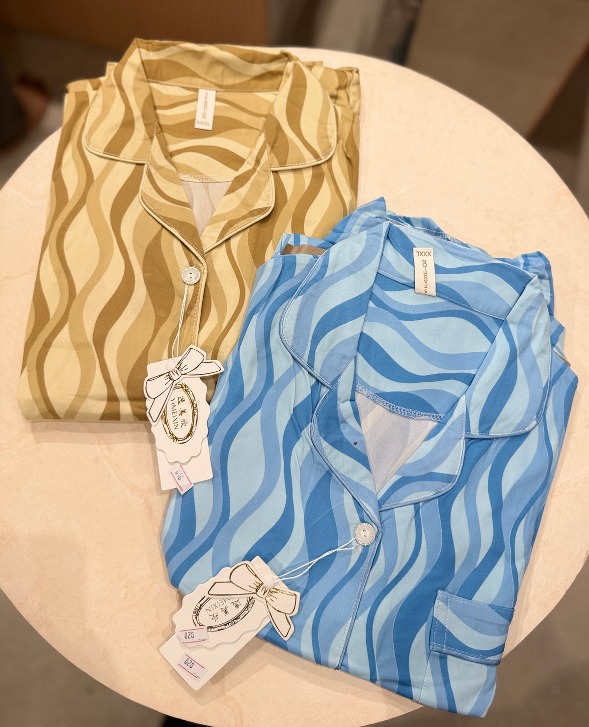 watery wavy print 2 piece night suit set