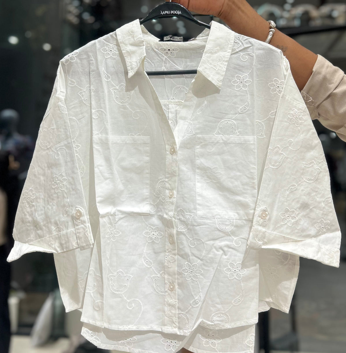 Thread embroidered shirt