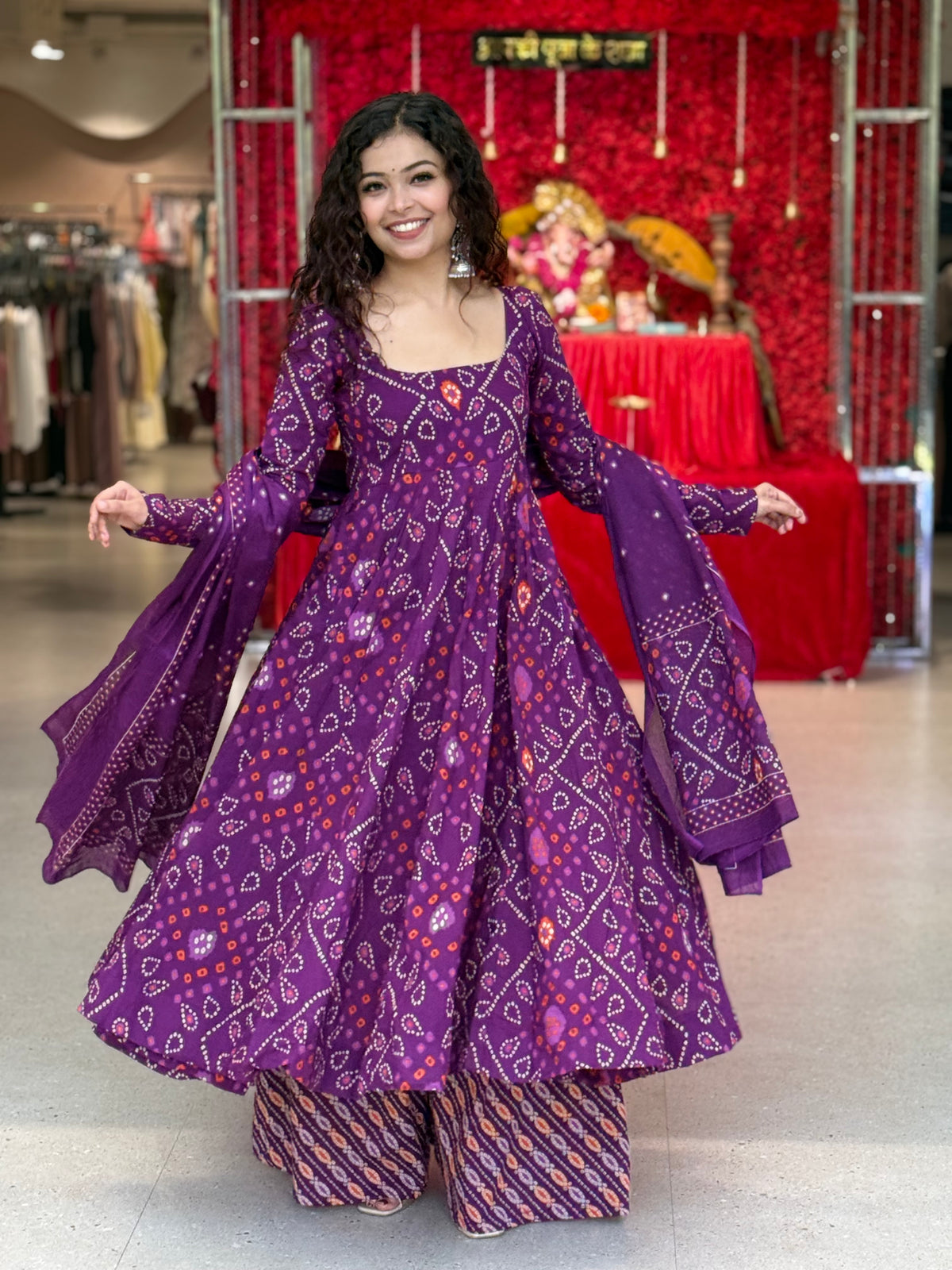 Elegant Cotton Anarkali 3-Piece Set | Kurta, Bottom & Dupatta