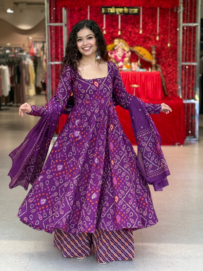Elegant Cotton Anarkali 3-Piece Set | Kurta, Bottom & Dupatta