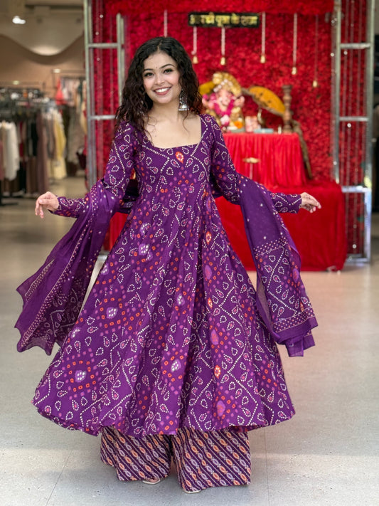 Elegant Cotton Anarkali 3-Piece Set | Kurta, Bottom & Dupatta
