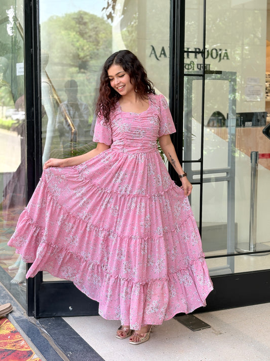 Elegant Floral Flowy Maxi Dress