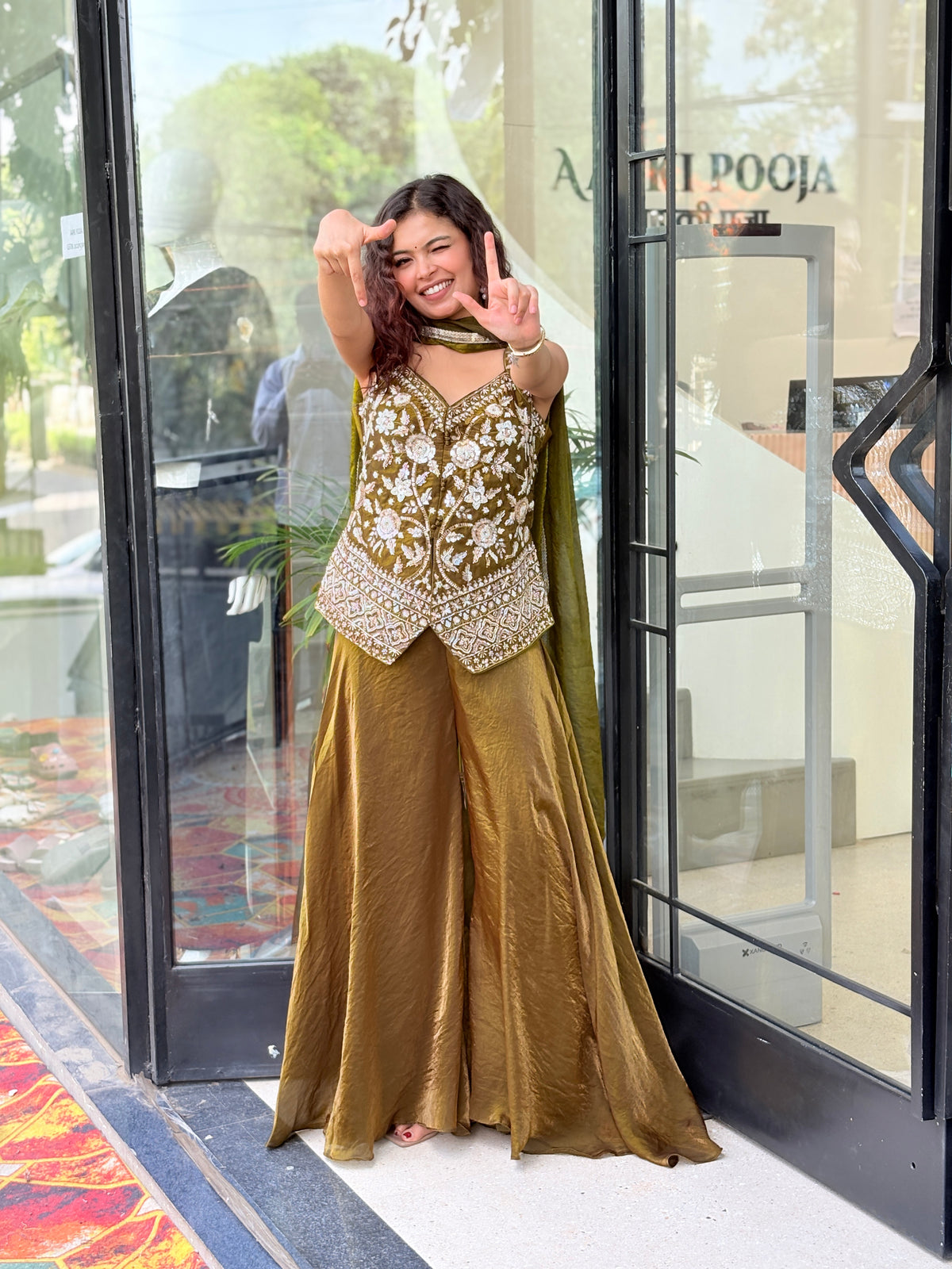 Festive Palazzo Set with velvet crop top