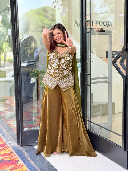 Festive Palazzo Set with velvet crop top