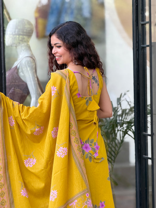 Pure Cotton Printed 3-Piece Suit Set for Women | Kurta, Pants & Dupatta