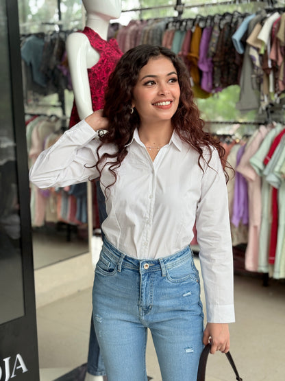Classic White Cotton Shirt for Women | Smart Casual Everyday Wear