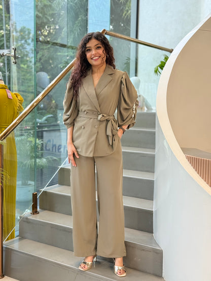 Party wear, balloon, sleeves ￼Blazer and Trousers Co-ord Set