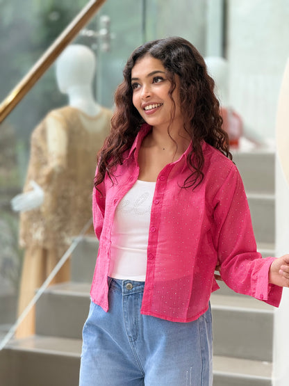 Sparkle partywear shirt with inner