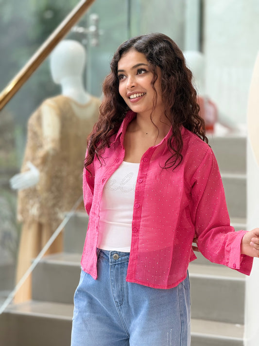 Sparkle partywear shirt with inner