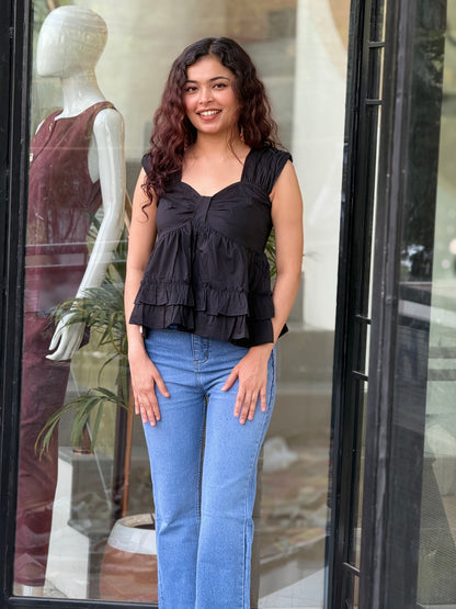 Ruffle Tiered Peplum cotton Top