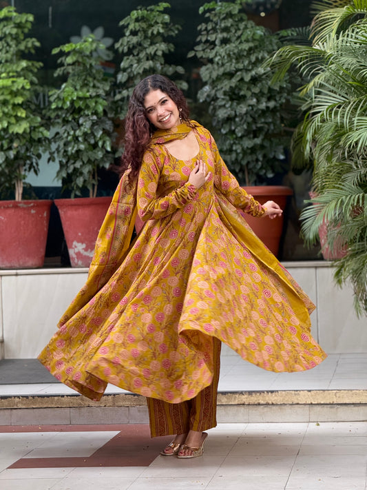 Anarkali pure cotton ghers suits set