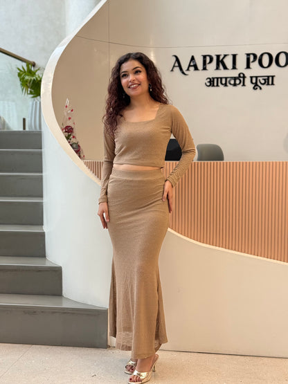 Bodycon fish cut skirt set cord ￼