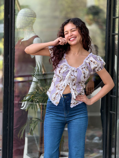 Floral Tie-Up Crop Top