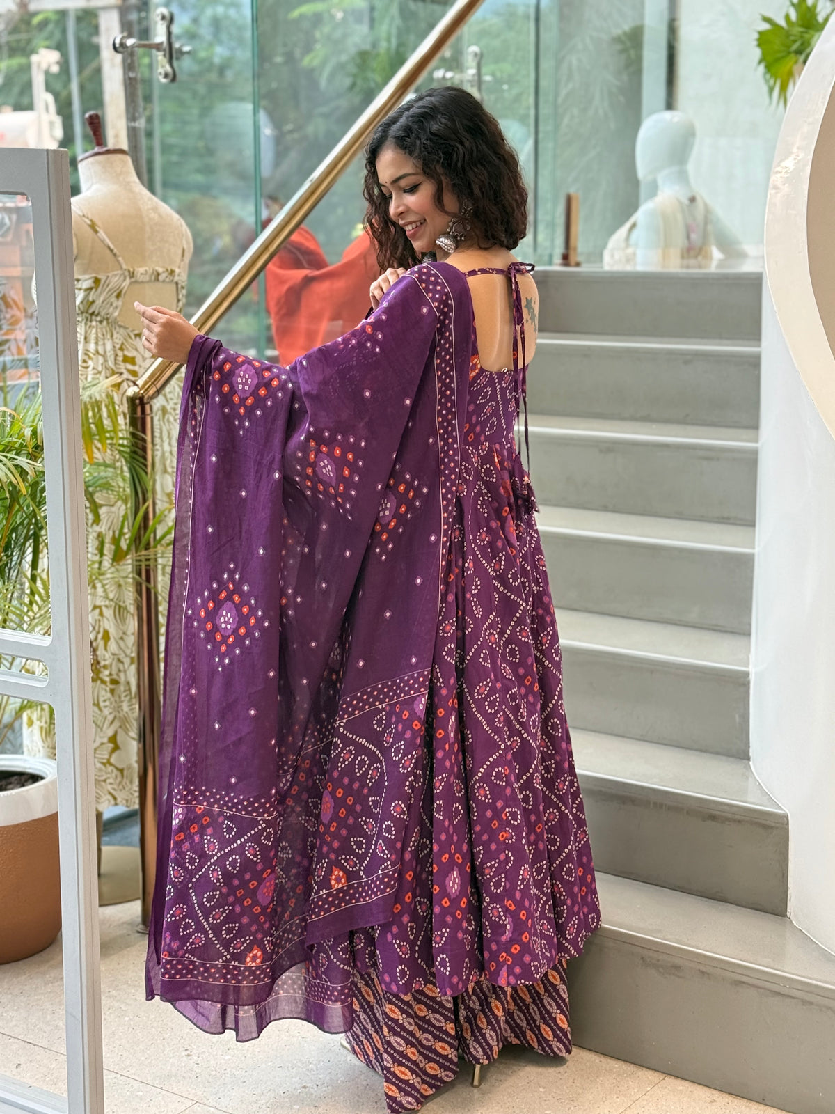 Elegant Cotton Anarkali 3-Piece Set | Kurta, Bottom & Dupatta