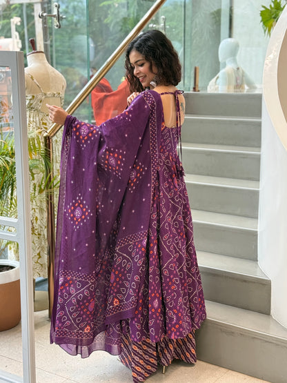 Elegant Cotton Anarkali 3-Piece Set | Kurta, Bottom & Dupatta