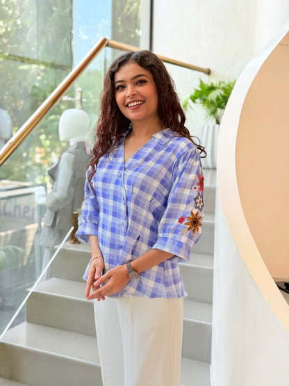 Bluebell Check Top