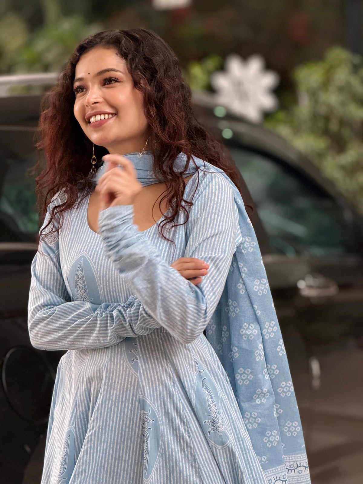 Anarkali pure cotton ghera suits set