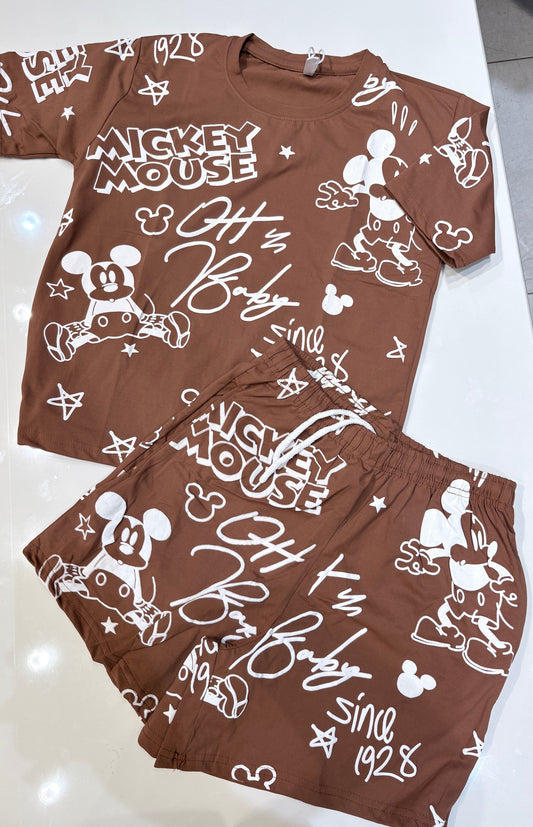co-ord cute micky tshirt with shorts