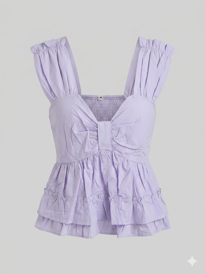 Ruffle Tiered Peplum cotton Top