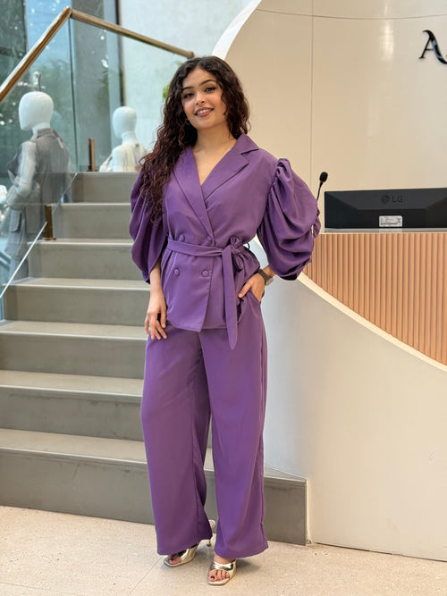 Party wear, balloon, sleeves ￼Blazer and Trousers Co-ord Set