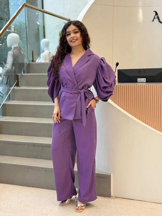 Party wear, balloon, sleeves ￼Blazer and Trousers Co-ord Set