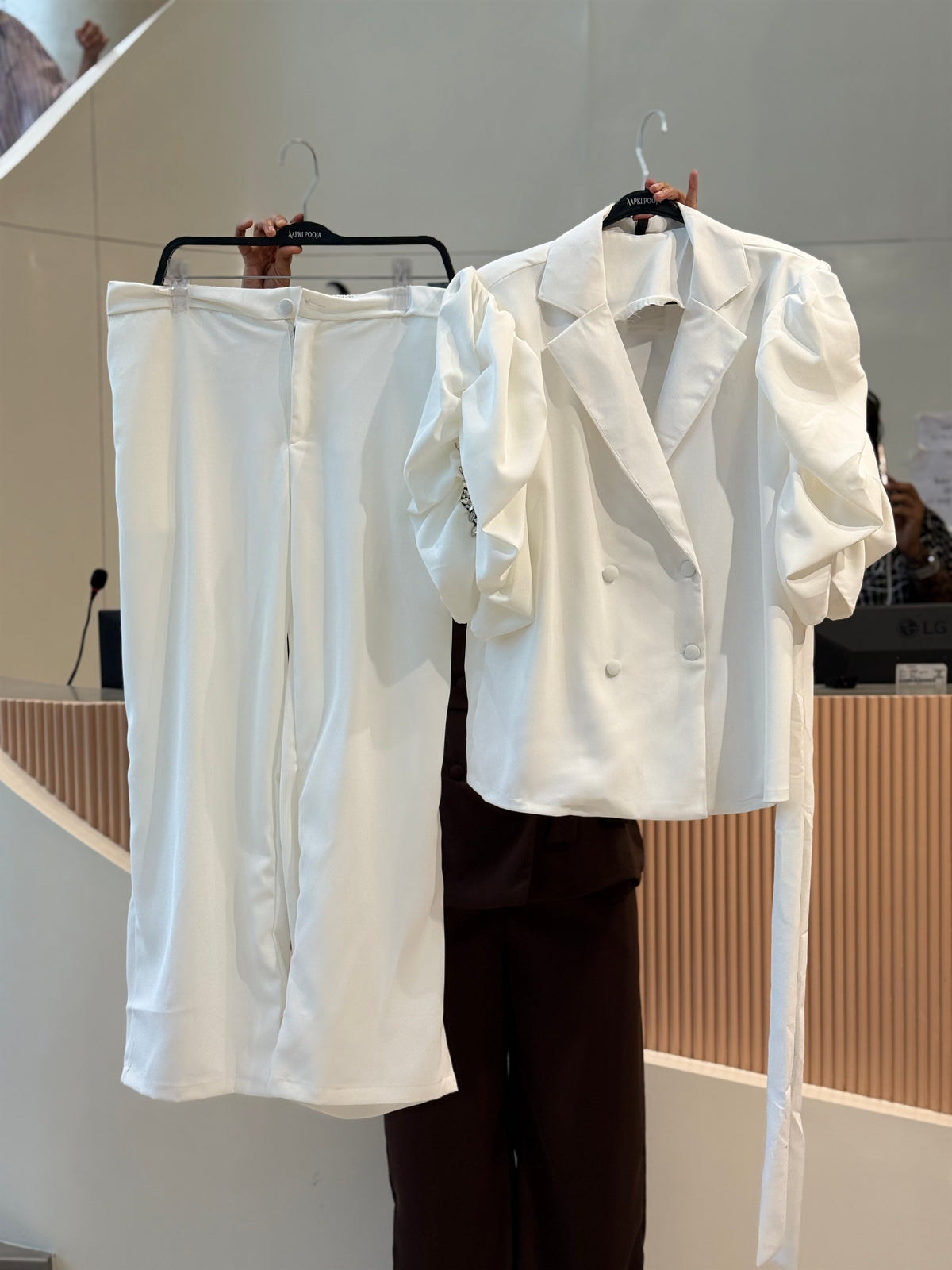 Party wear, balloon, sleeves ￼Blazer and Trousers Co-ord Set