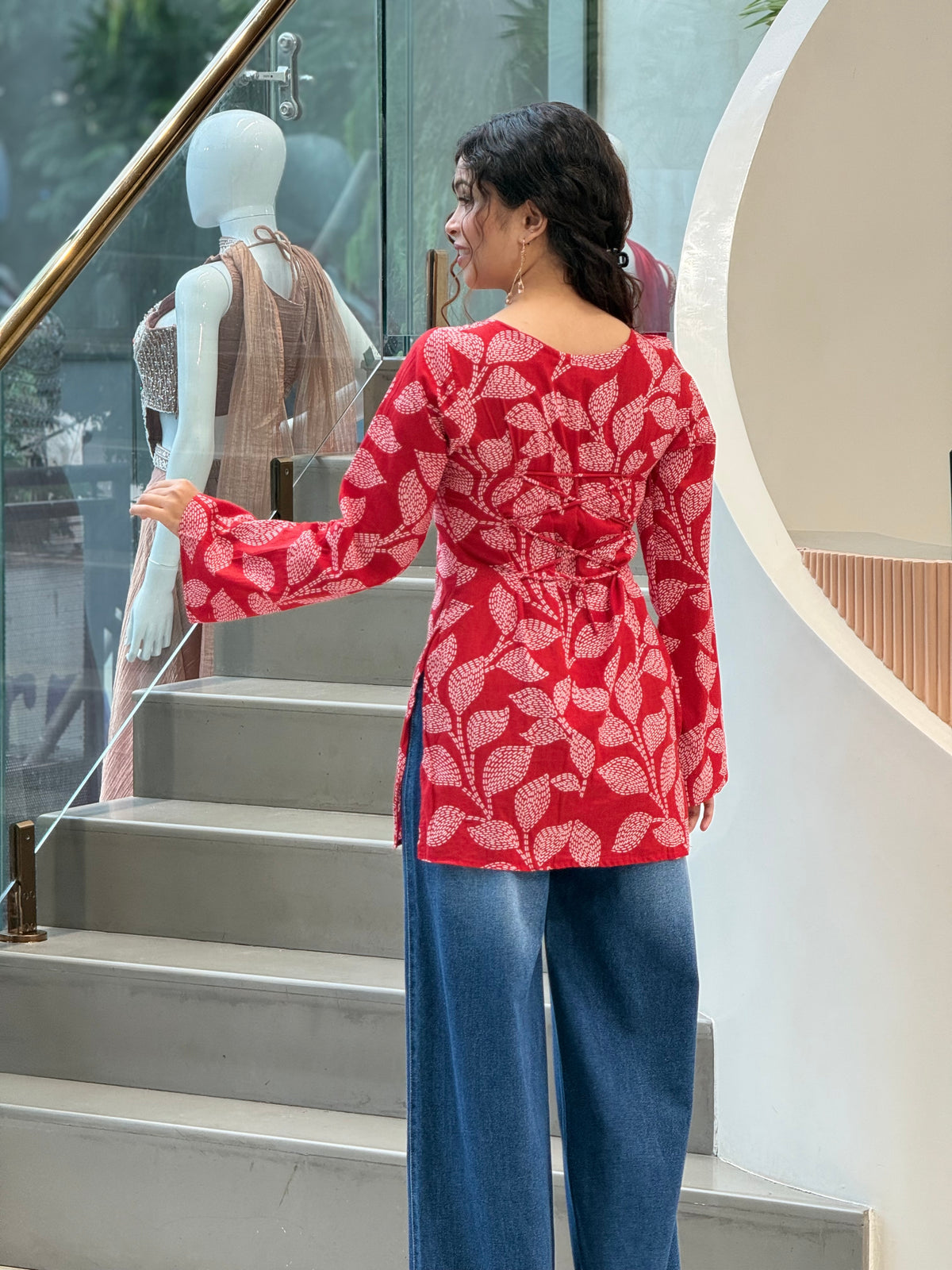 Full sleeves short kurti with back dori