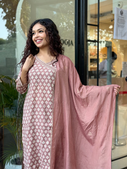 Angrakha pattern 2 piece suit set