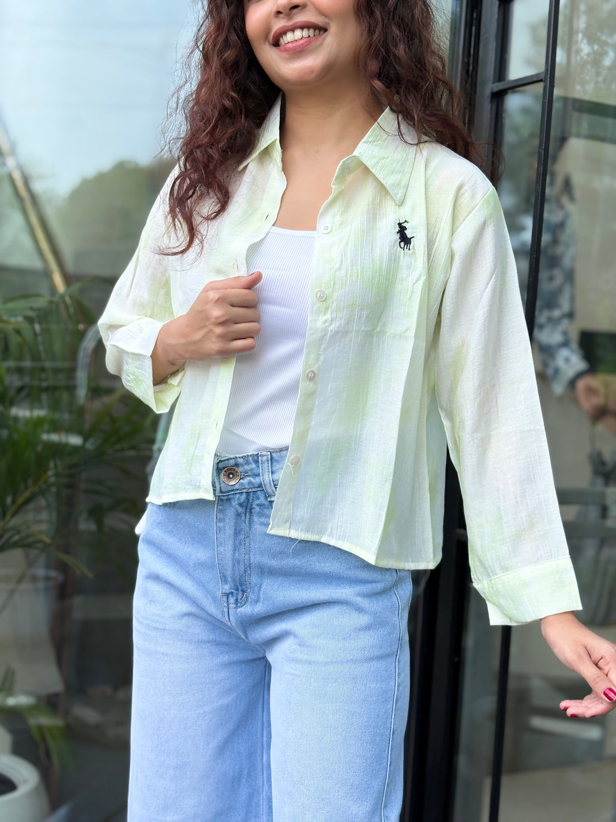 tie die print shirt with inner