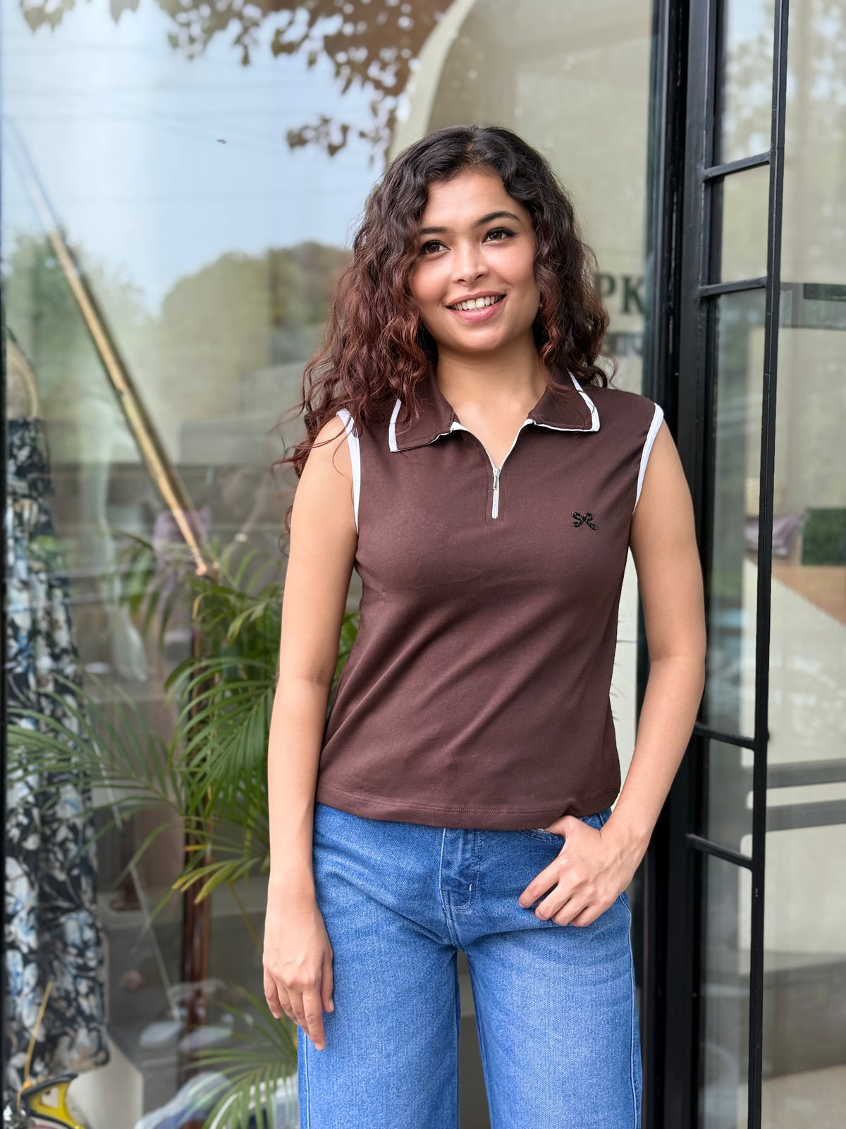 Everyday stretchable body fit bow detail Top
