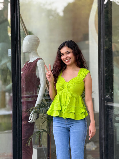 Ruffle Tiered Peplum cotton Top