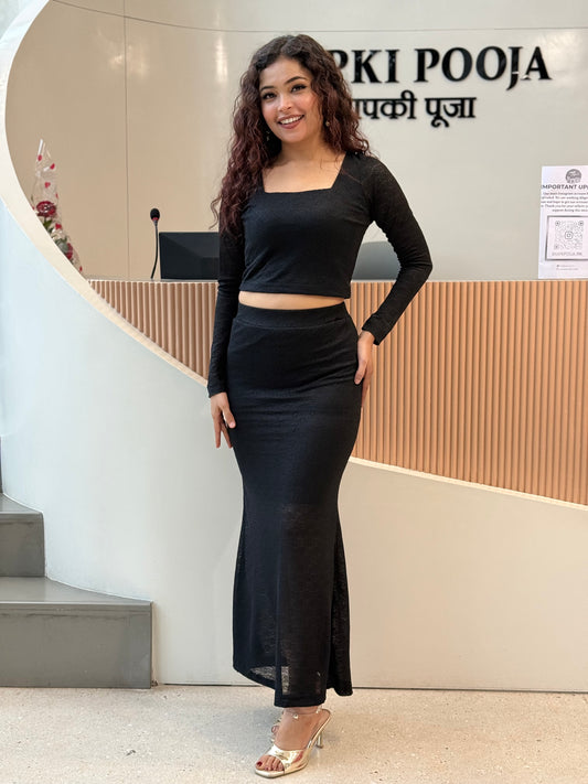 Bodycon fish cut skirt set cord ￼